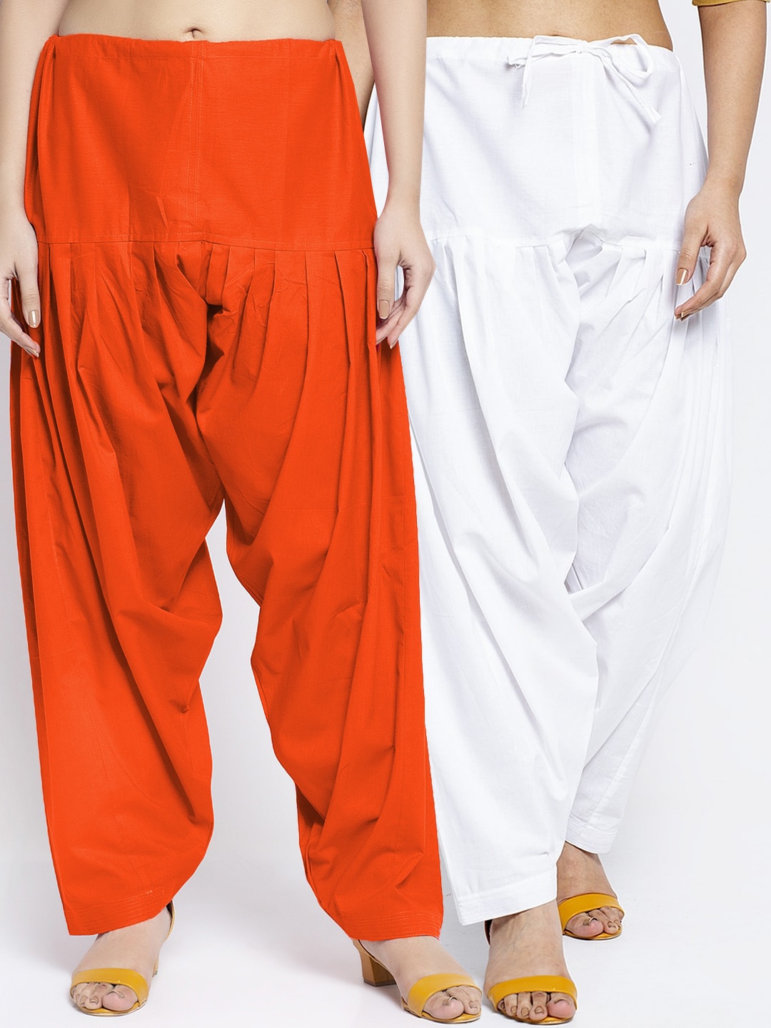 

Jinfo Women Pack Of 2 Solid Loose-Fit Cotton Salwar, White