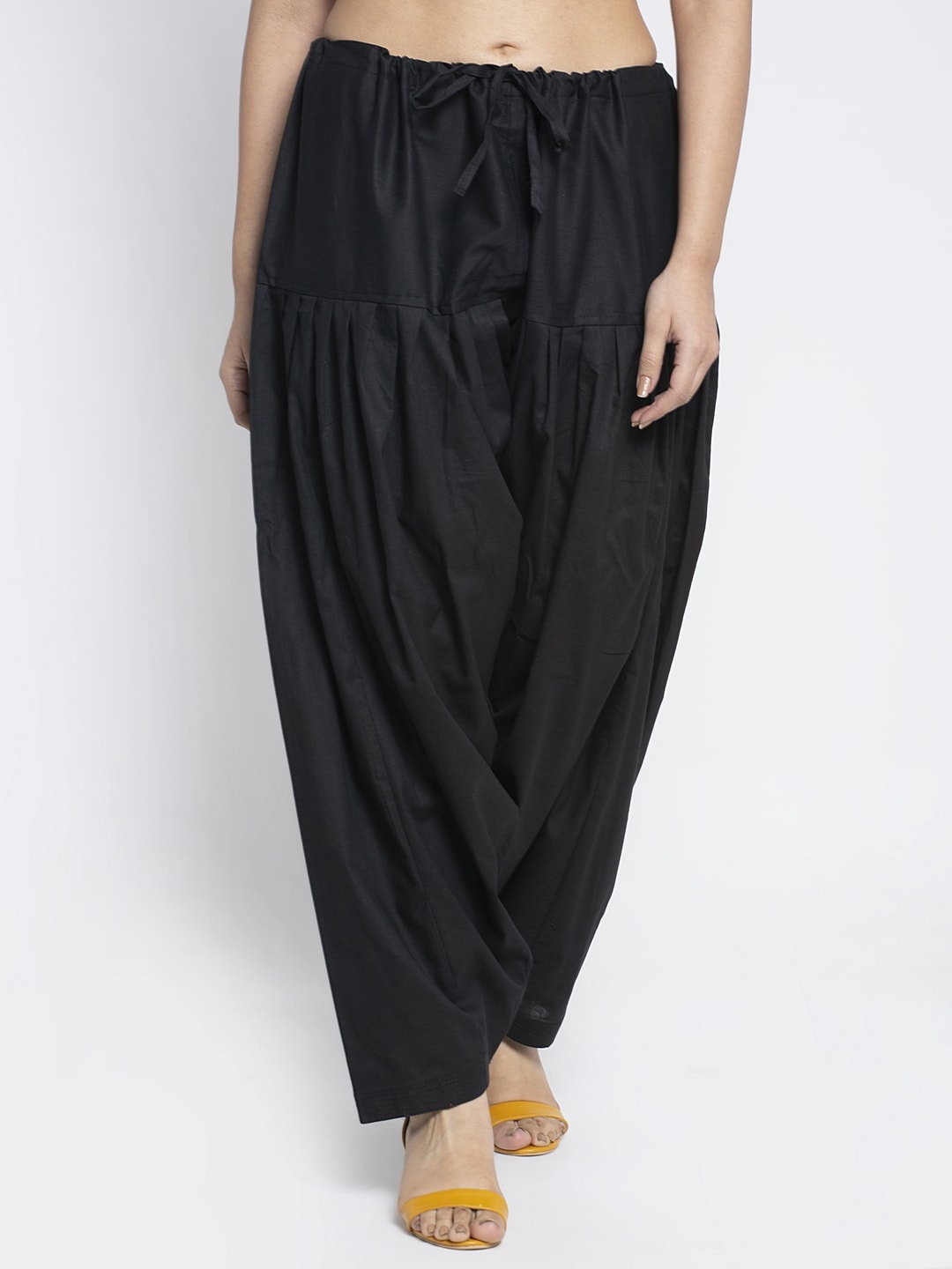 

Jinfo Women Black Solid Loose Fit Cotton Salwar