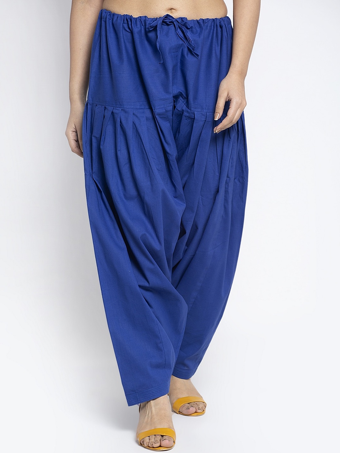 

Jinfo Women Blue Solid Pure Cotton Loose-Fit Salwar