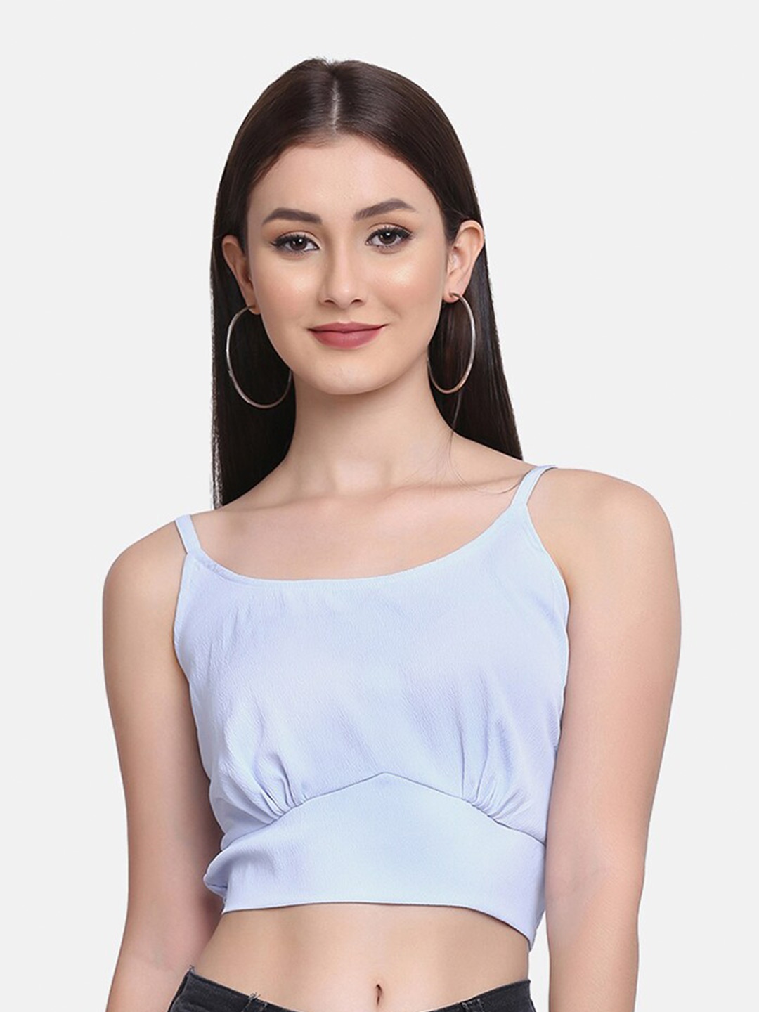 

SAKIA Blue Shoulder Straps Crop Top