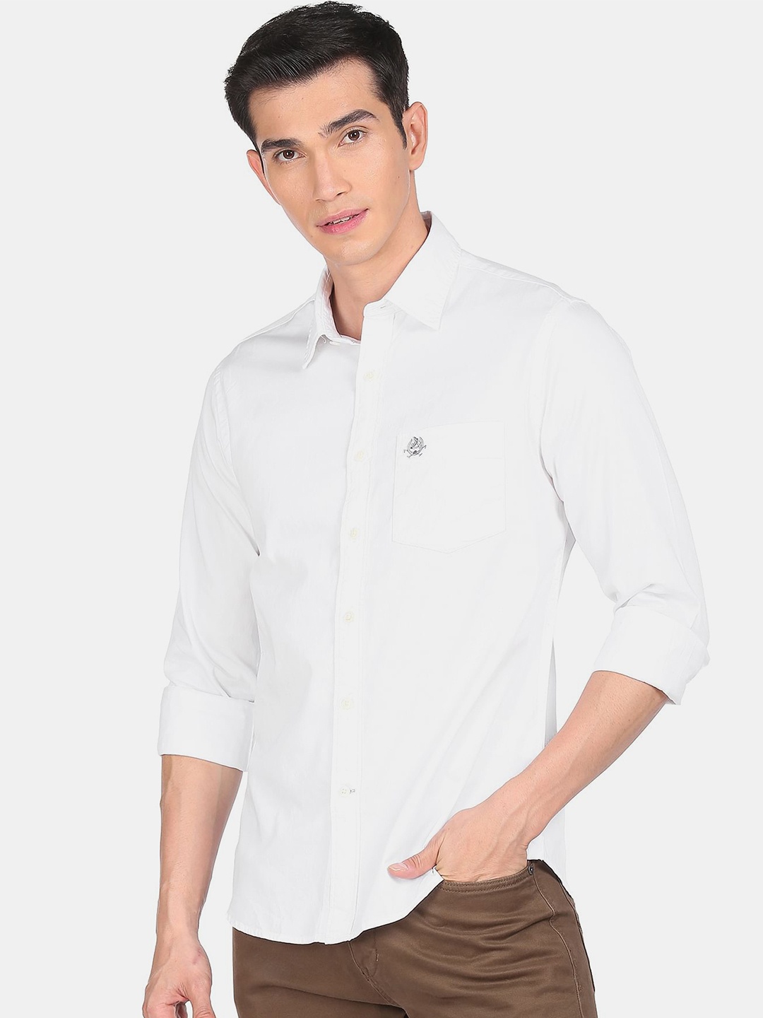 

U S Polo Assn Men White Pure Cotton Casual Shirt