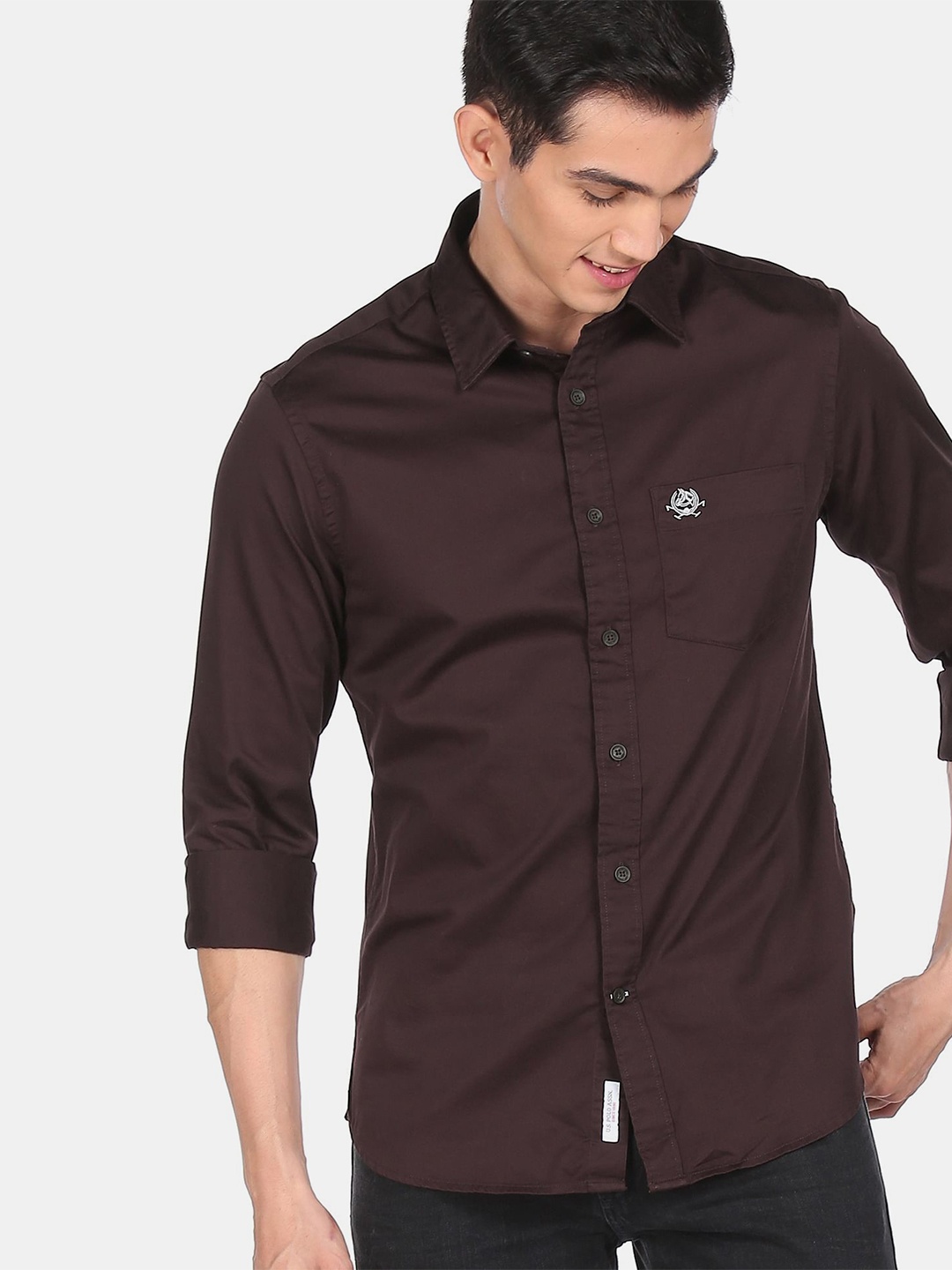 

U S Polo Assn Men Brown Casual Shirt