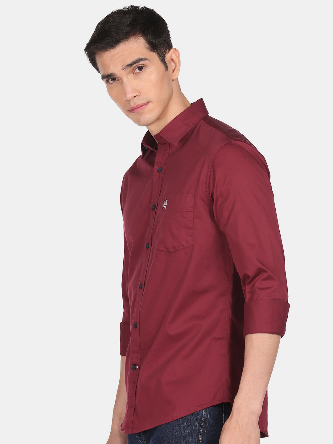 

U S Polo Assn Men Red Cotton Solid Casual Shirt