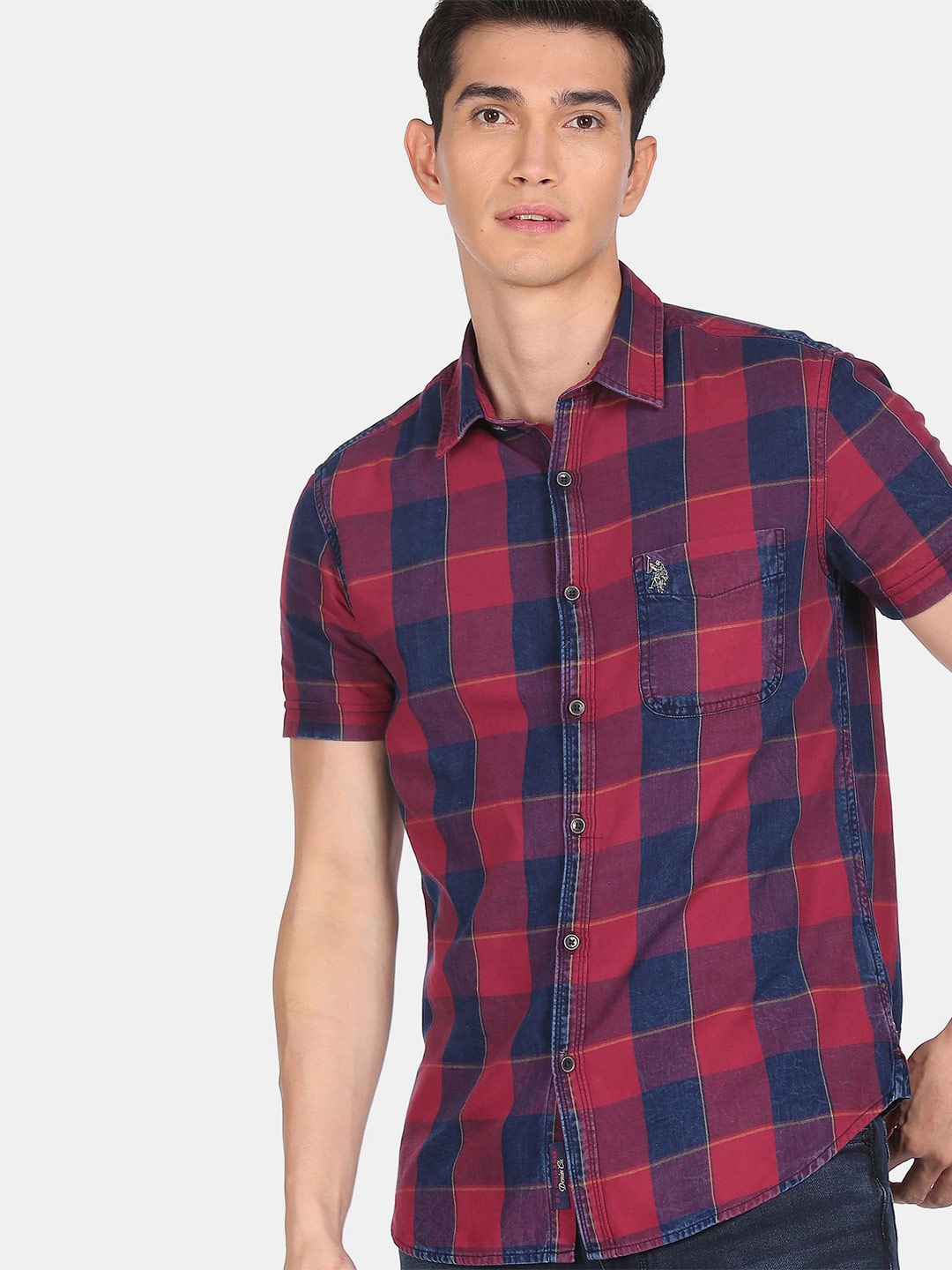 

U.S. Polo Assn. Denim Co.Men Red Buffalo Checks Checked Casual Shirt