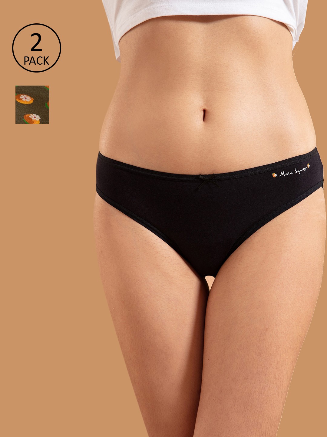 

Nykd Women Pack Of 2 Green, Black Cotton Bikini Briefs