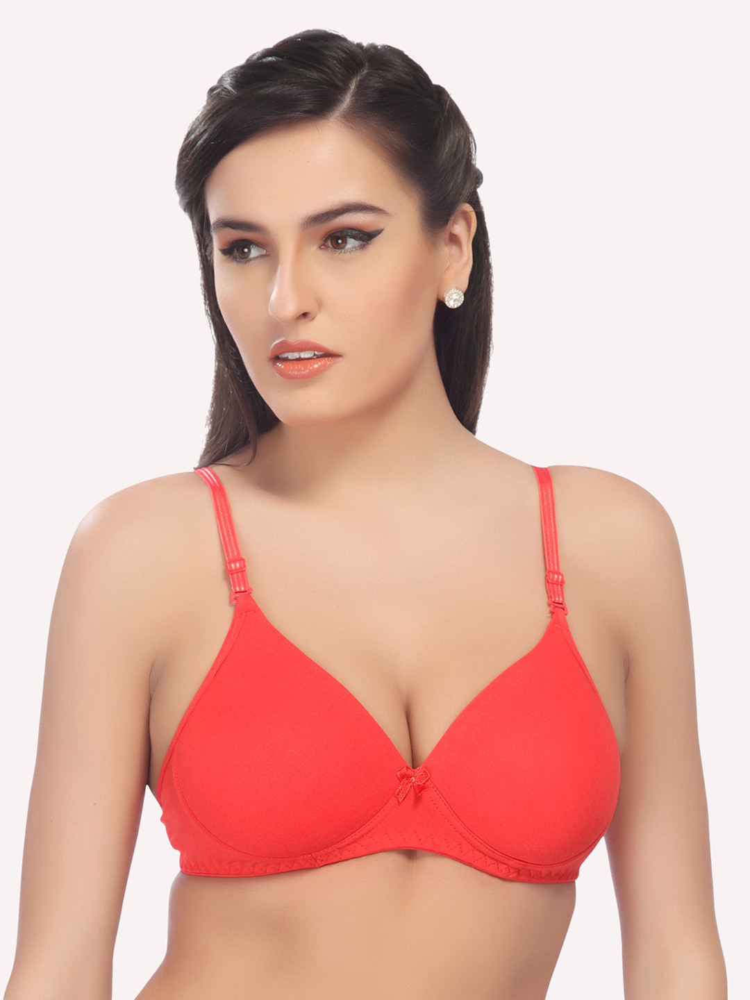 

Lady Love Orange Solid Lightly Padded Medium Coverage T-shirt Bra