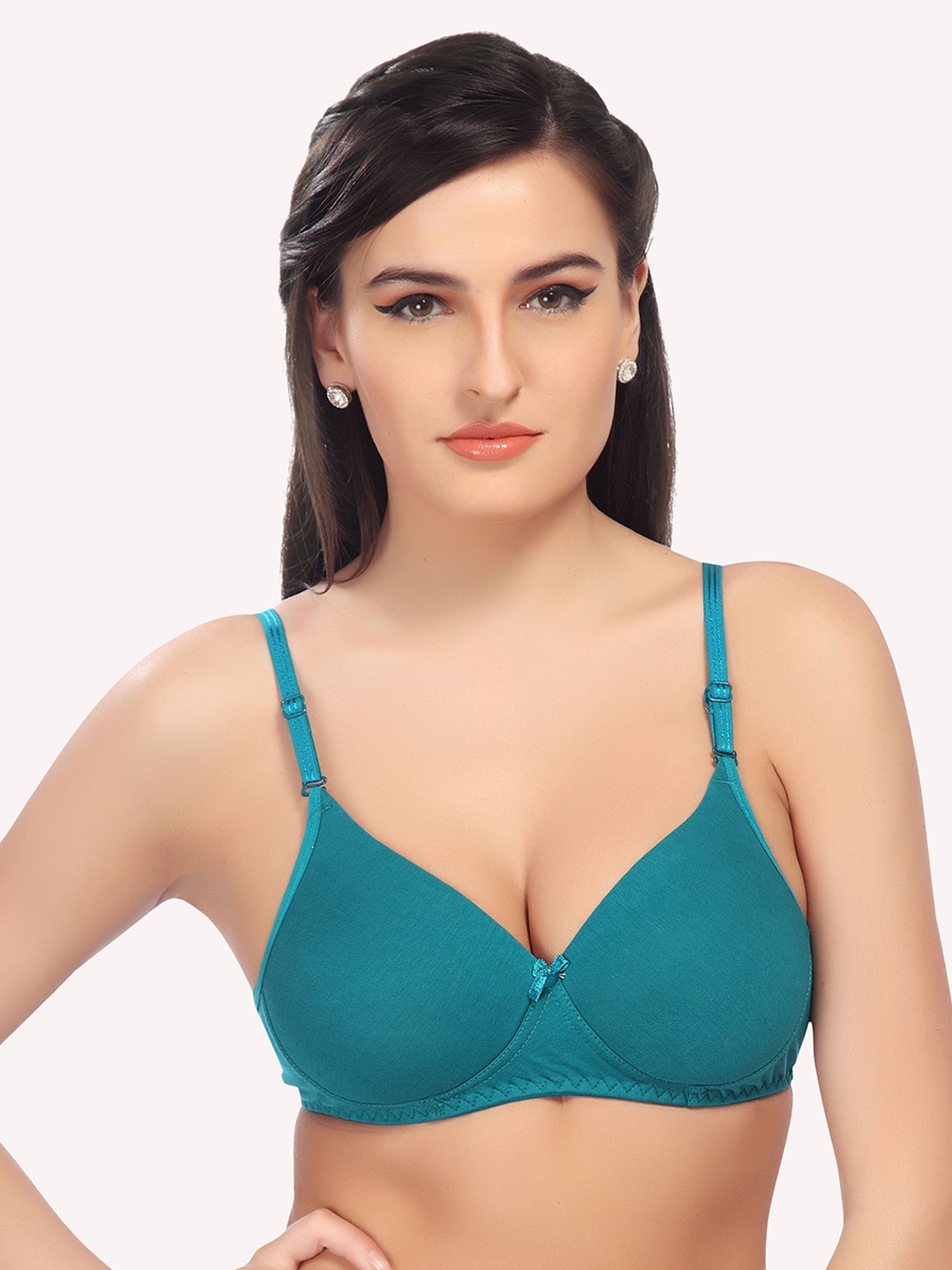 

Lady Love Blue Bra Lightly Padded Non Wired Full Coverage Everyday Bra