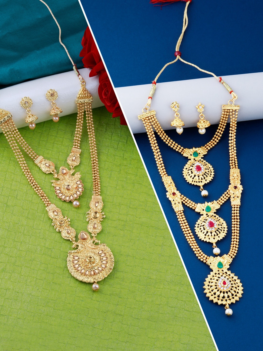

Silver Shine Pack of 2 Gold-Plated Jewellery Set