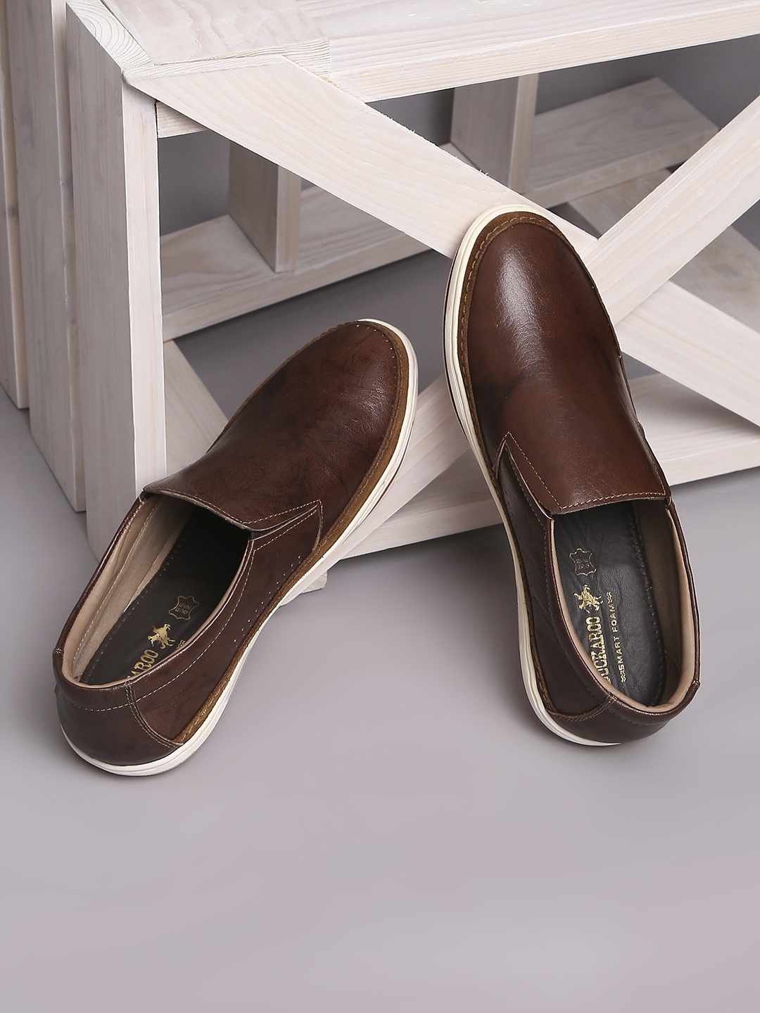 

Buckaroo Men Brown Genuine Leather Slip-On Sneakers