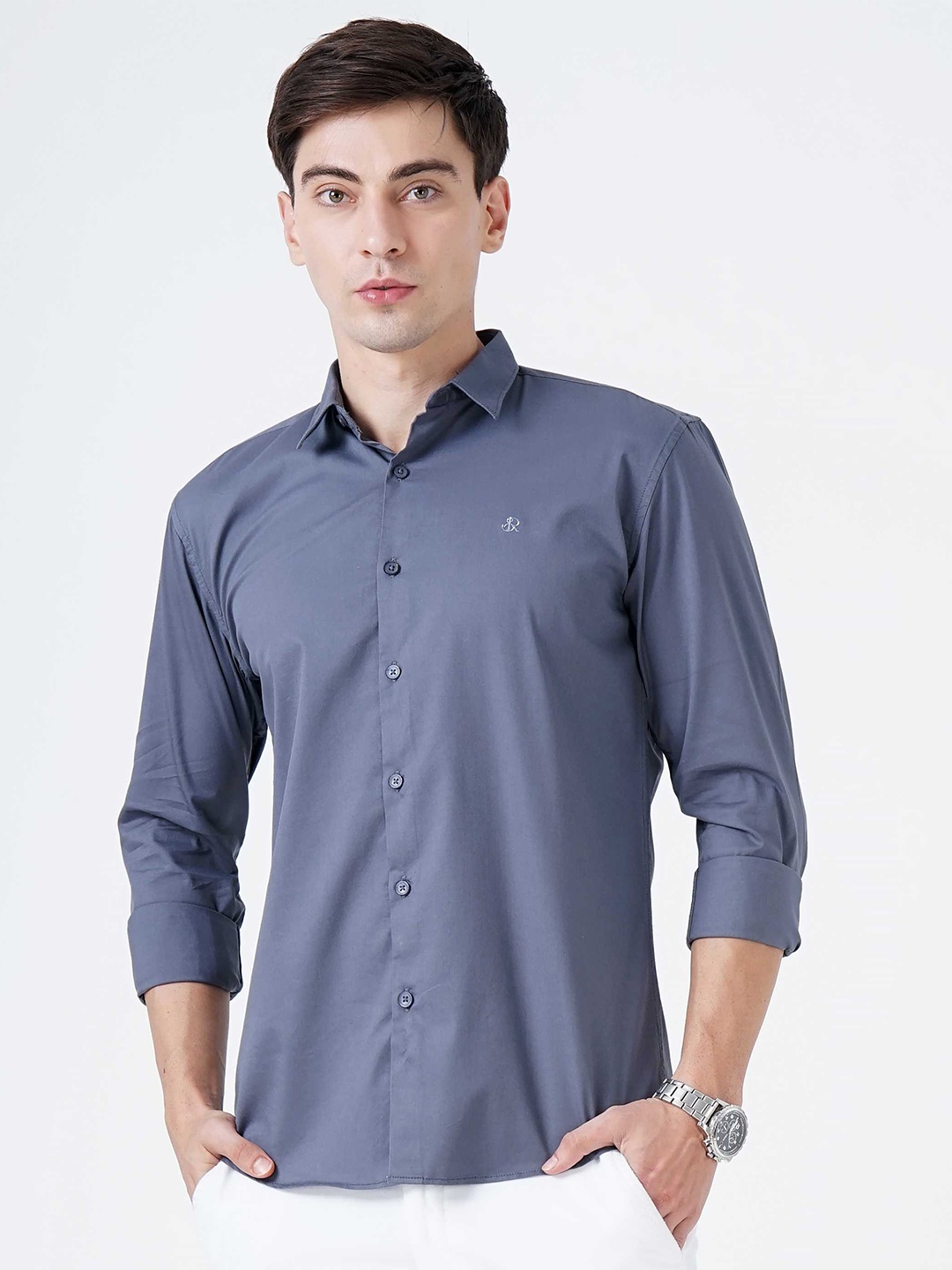 

SORATIA Men Grey Slim Fit Casual Shirt