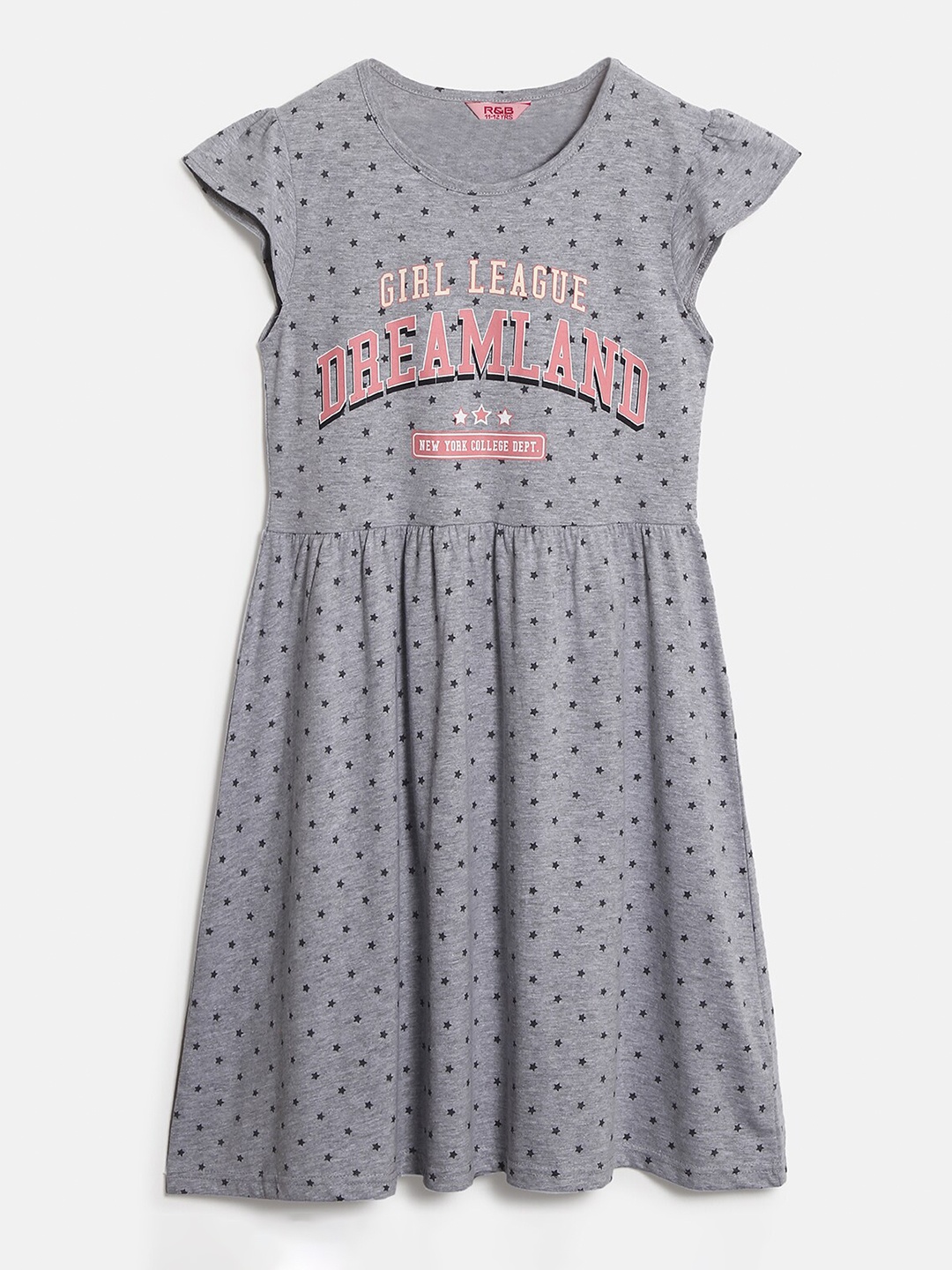 

R&B Girls Grey Printed Dress