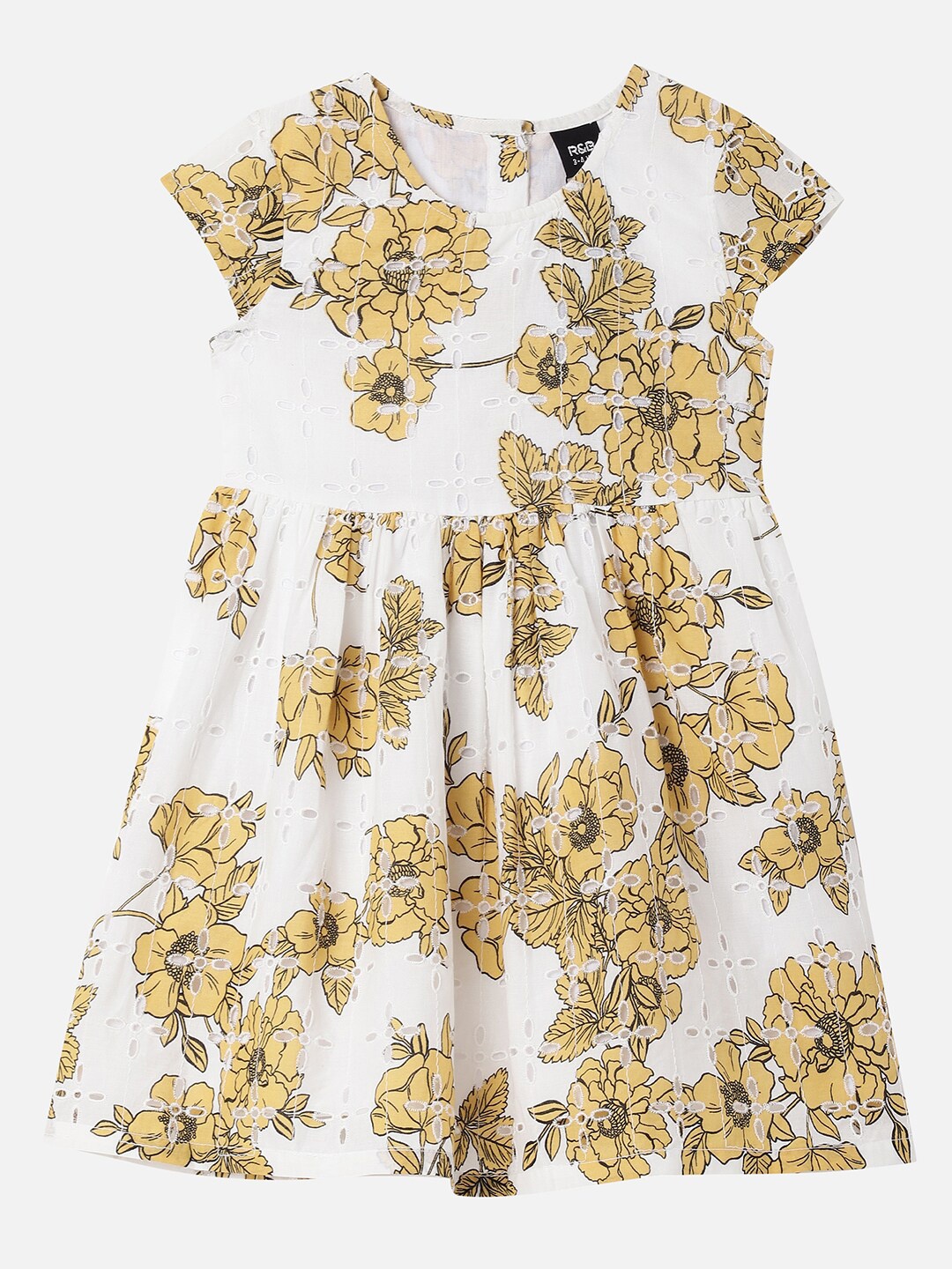 

R&B Girls White Floral Fit and Flare Dress