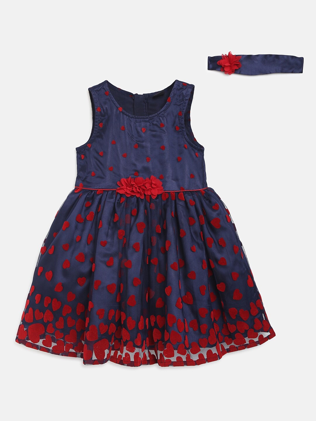 

R&B Kids Girls Navy Blue Fit & Flare Dress with Head band