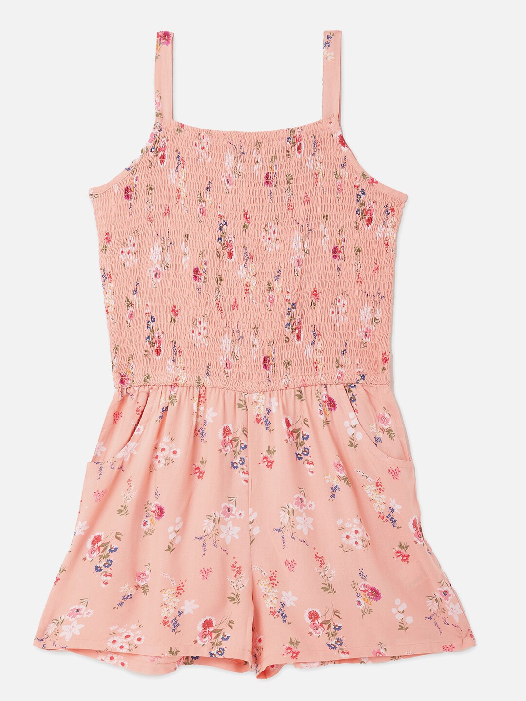 

R&B Peach-Coloured Floral A-Line Dress