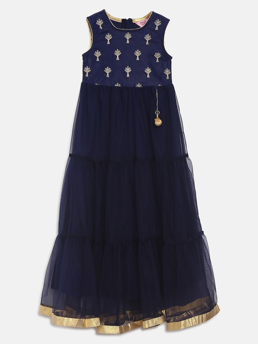 

R&B Girls Navy Blue Round Neck sleeveless Dress