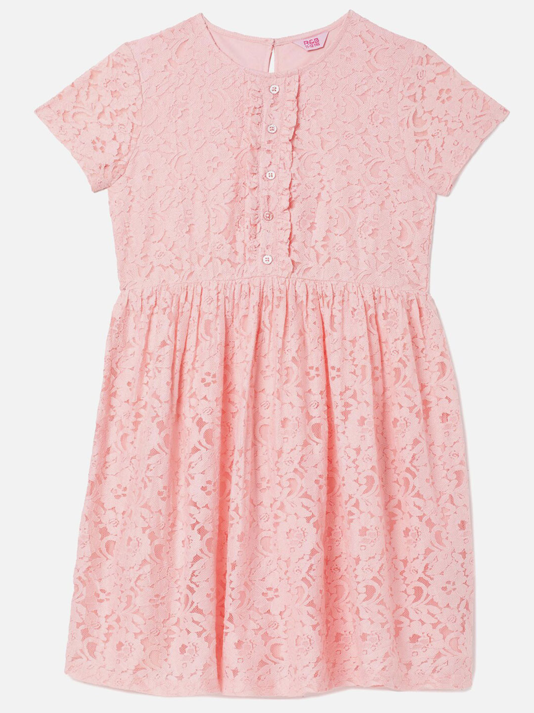 

R&B Girls Light Pink Embroidered Net Fit & Flare Dress
