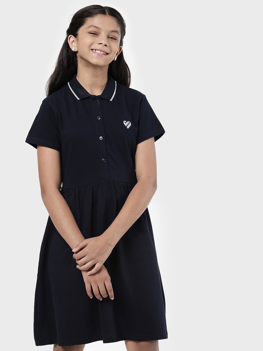

R&B Navy Blue & french middle red purple A-Line Dress