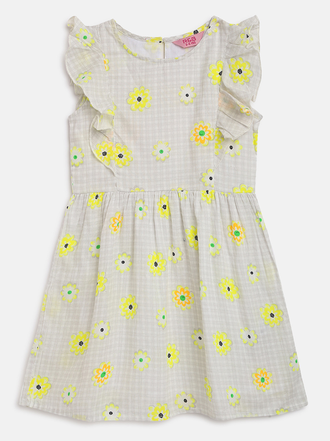 

R&B White & Yellow Floral Printed Fit & Flared Dress