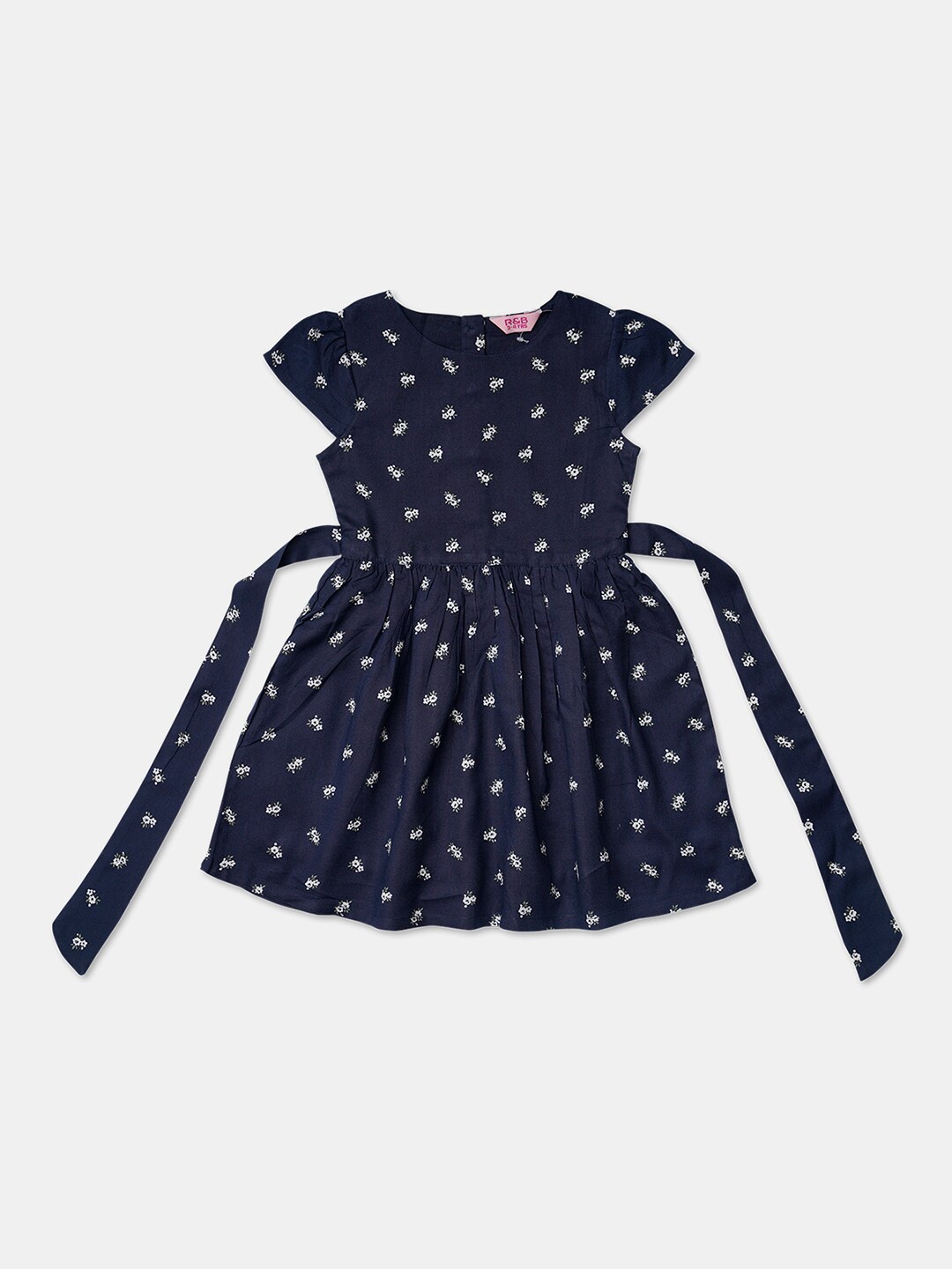 

R&B Blue & White Floral Printed Dress