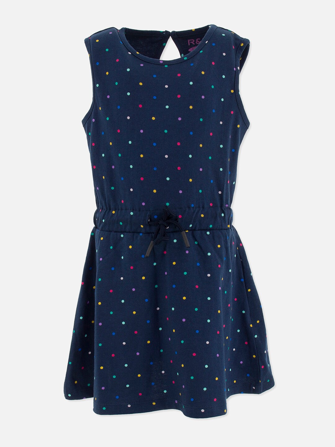 

R&B Navy Blue Printed Polka Dots Dress
