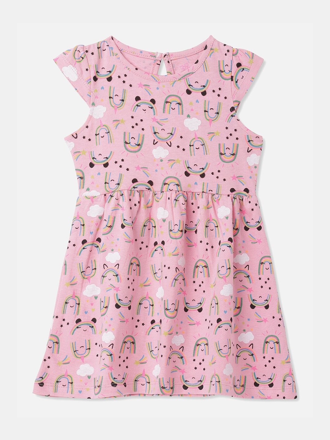 

R&B Girls Pink Conversational Printed Fit & Flare Dress