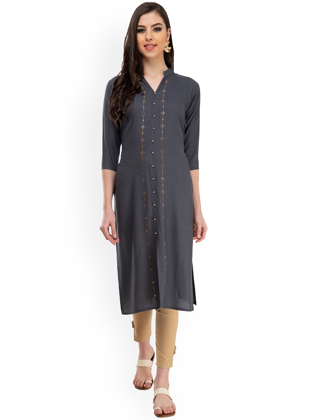 

DesiNoor com Women Grey Kurta