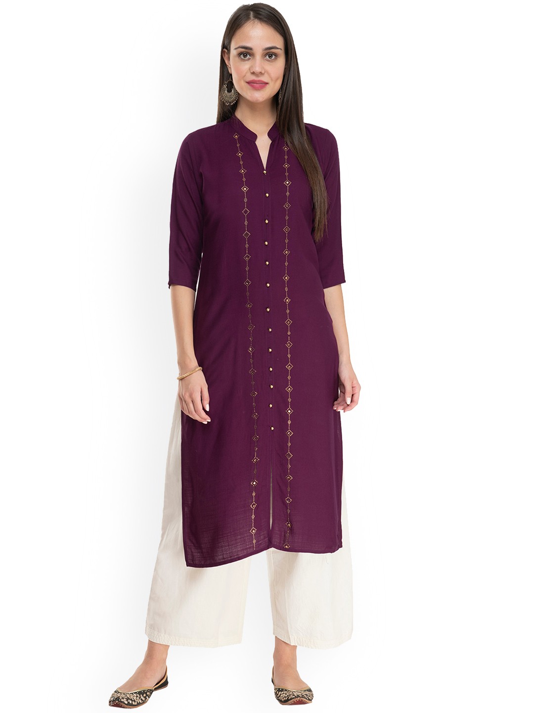 

DesiNoor com Women Purple Kurta