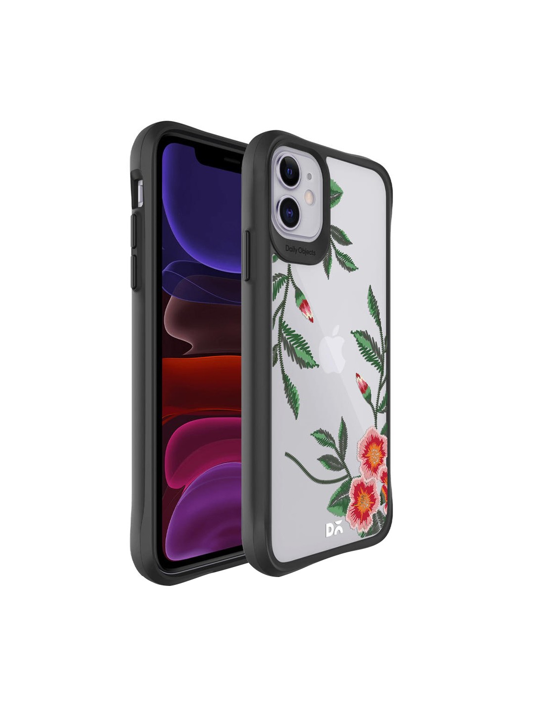 

DailyObjects Black Flower Embroidery Black Hybrid Clear Case Cover For iPhone 11