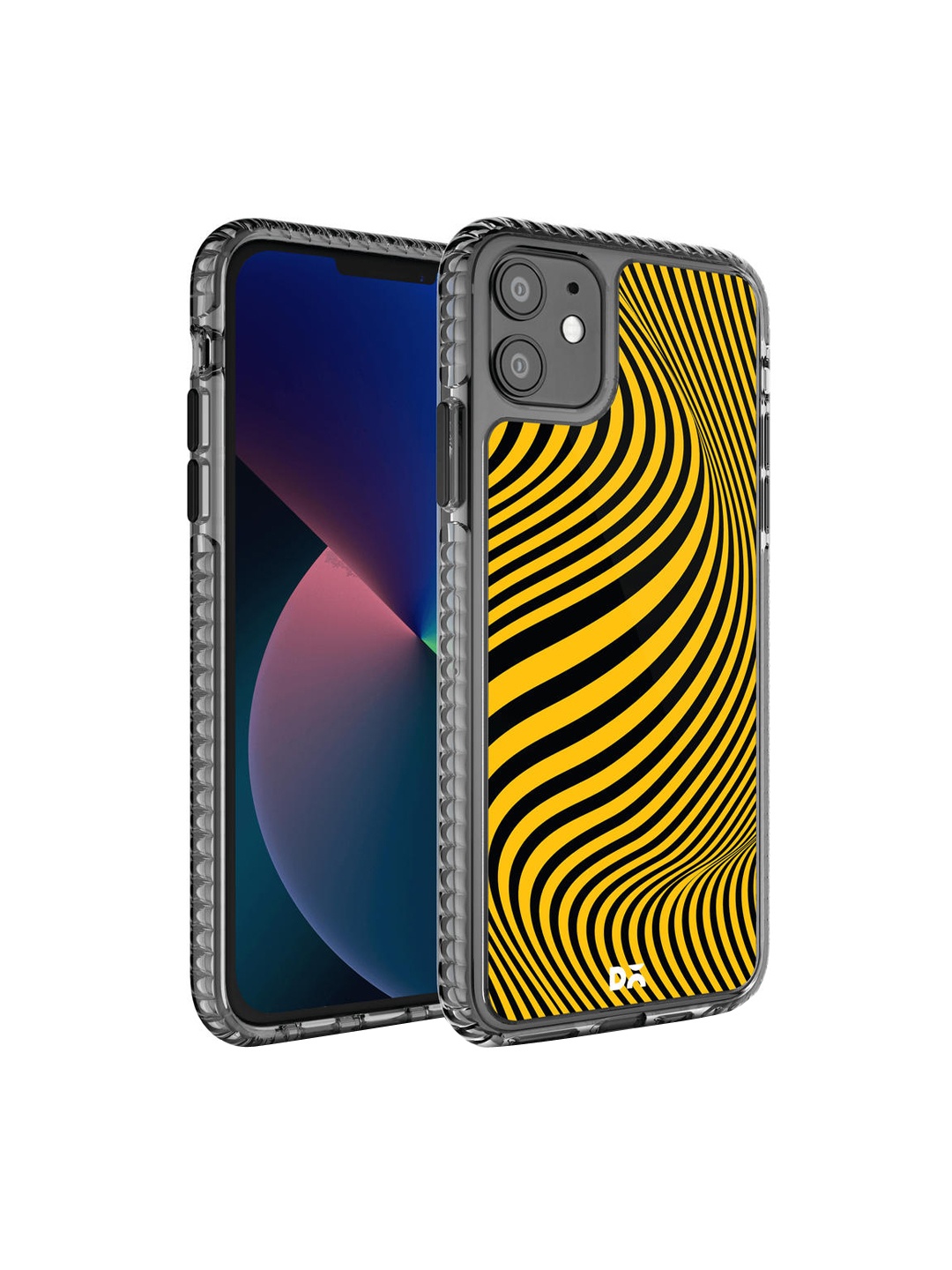 

DailyObjects Yellow & Black Ochre Waves Printed iPhone 11 Phone Case