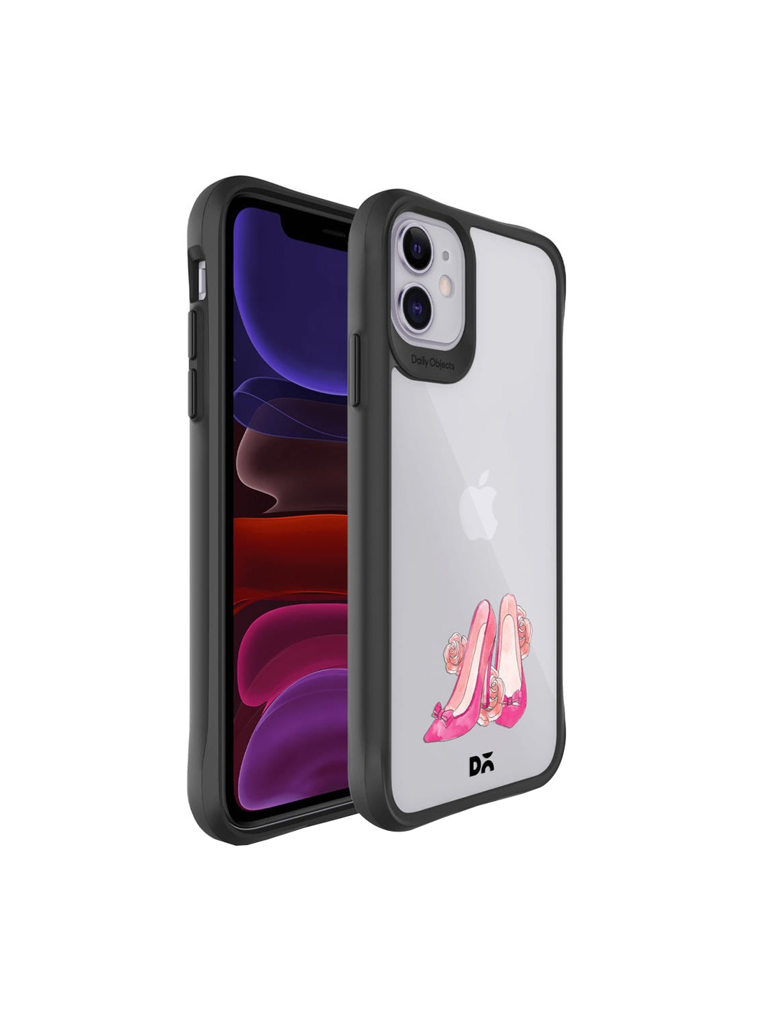 

DailyObjects Black & Pink Printed Stilettos Hybrid Clear iPhone 11 Phone Case, Multi