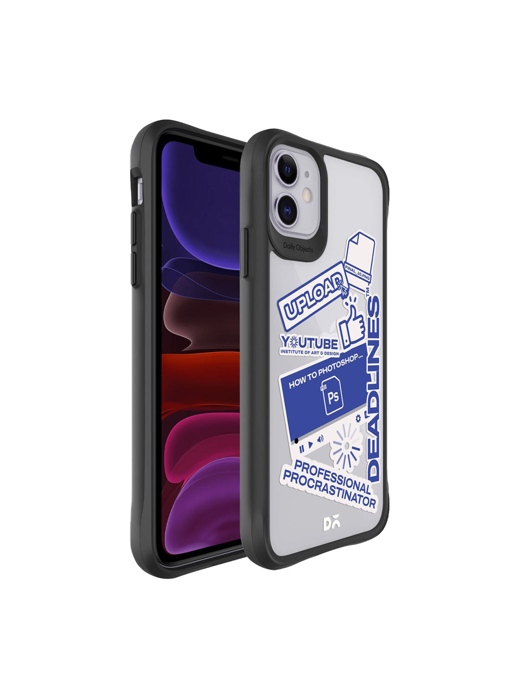 

DailyObjects Grey & Blue Printed iPhone 11 Back Case