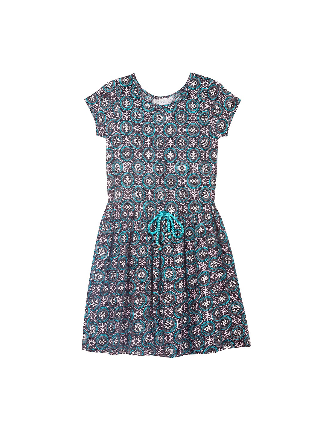 

CACA CINA Girls Blue Printed Fit & Flare Dress