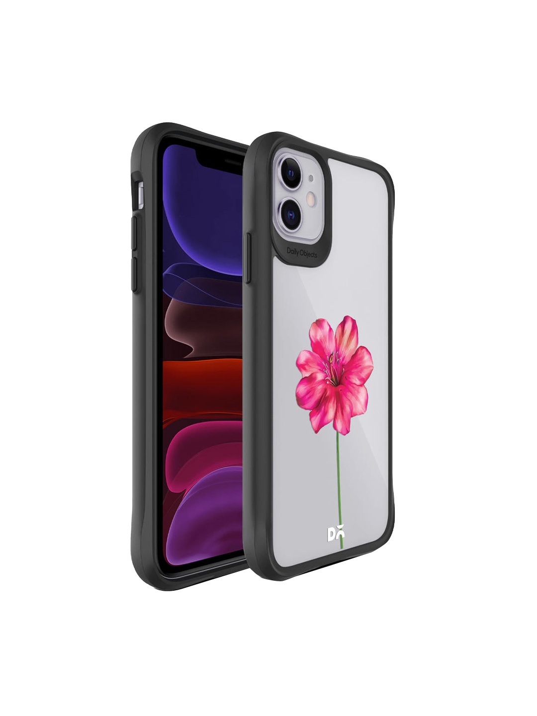 

DailyObjects Black & Pink Clear Painted Hibiscus Printed IPhone 11 Back Case