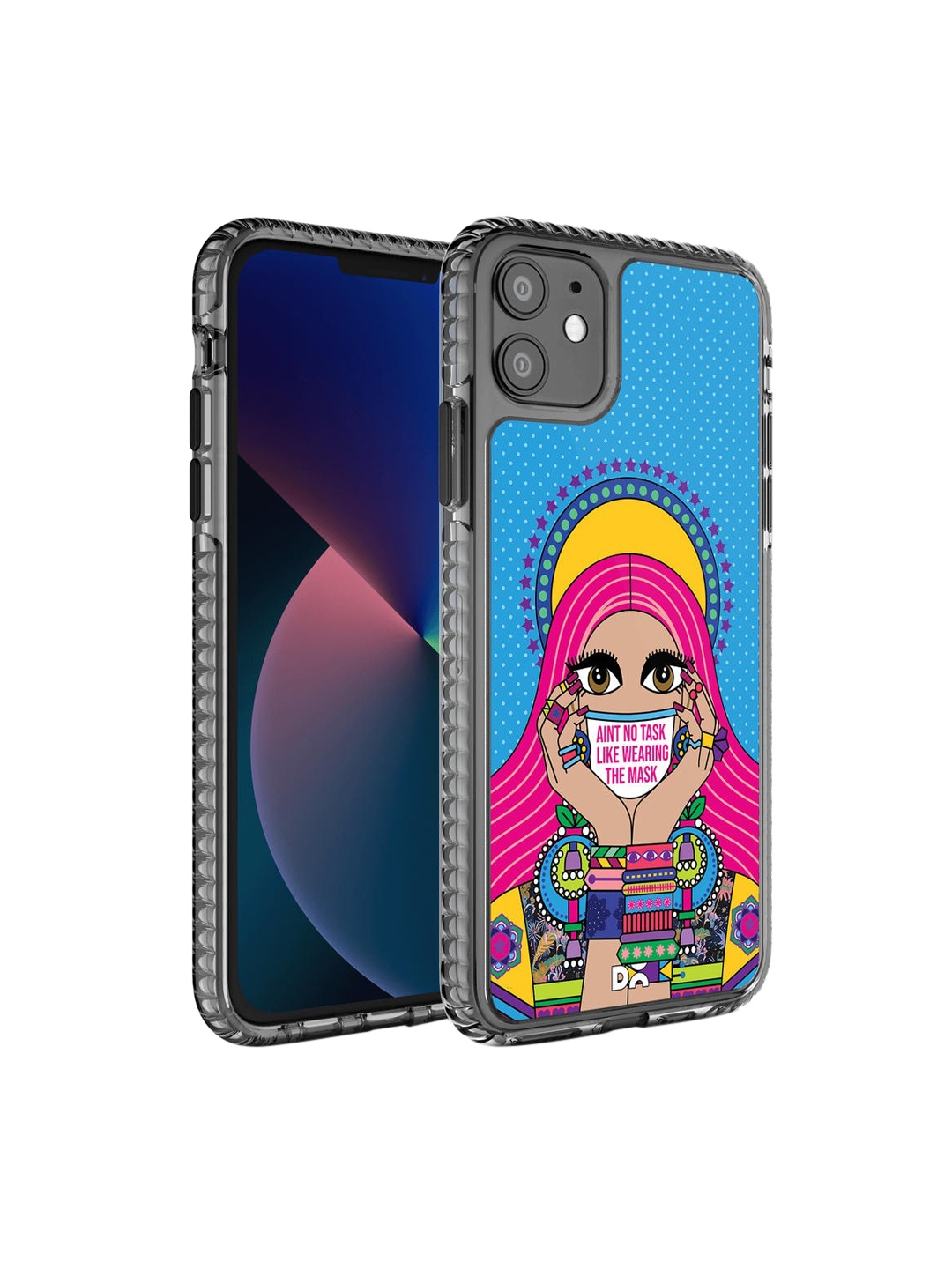 

DailyObjects Adults Black & Blue Mask-Up Millennial Stride Printed IPhone 11 Back Case