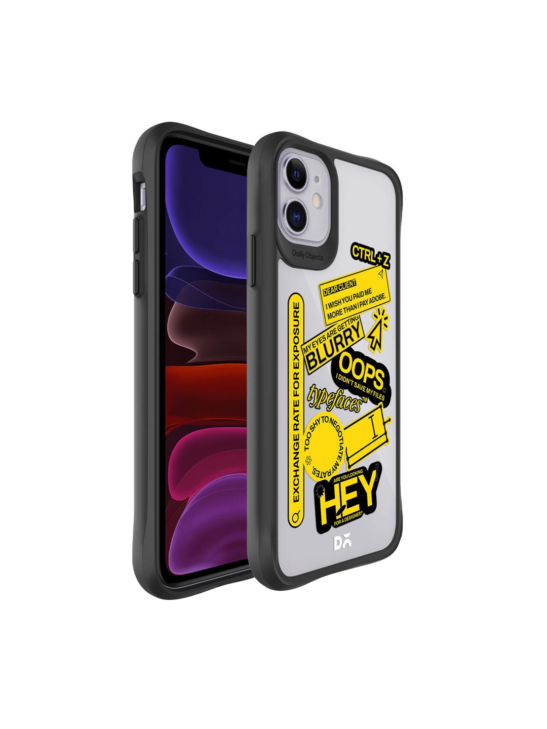 

DailyObjects Grey & Yellow Designer Life Black Hybrid Clear iPhone 11 Phone Case