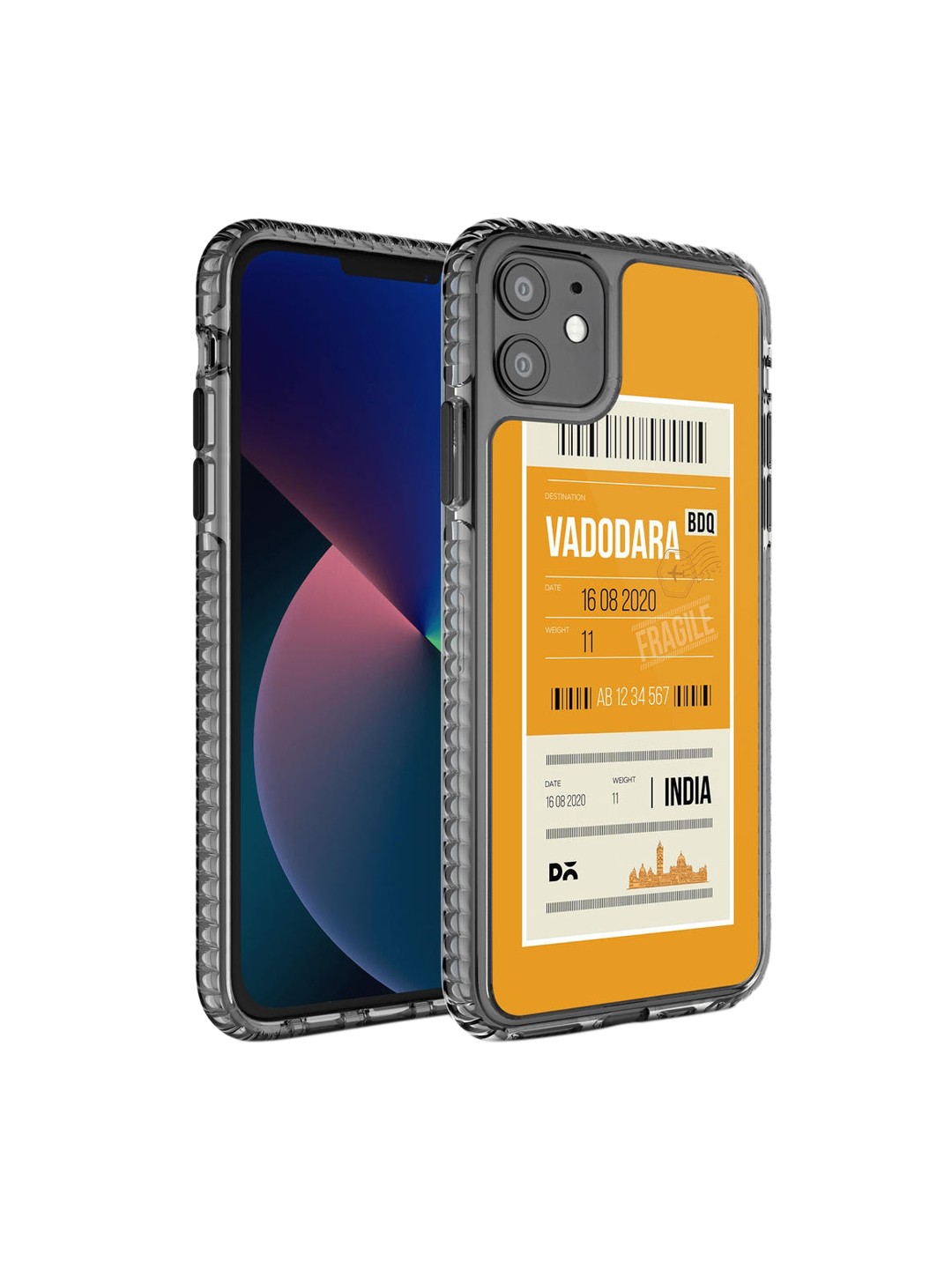 

DailyObjects Black & Yellow Printed Vadodara City Tag Hybrid Clear iPhone 11 Phone Case, Multi