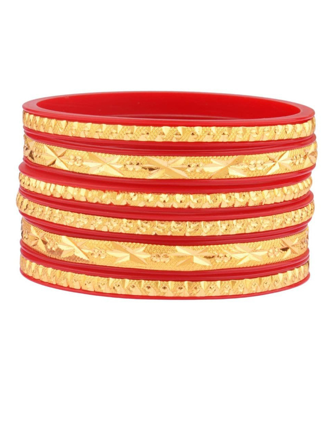 

Efulgenz Set Of 6 Gold-Toned Red Bangles