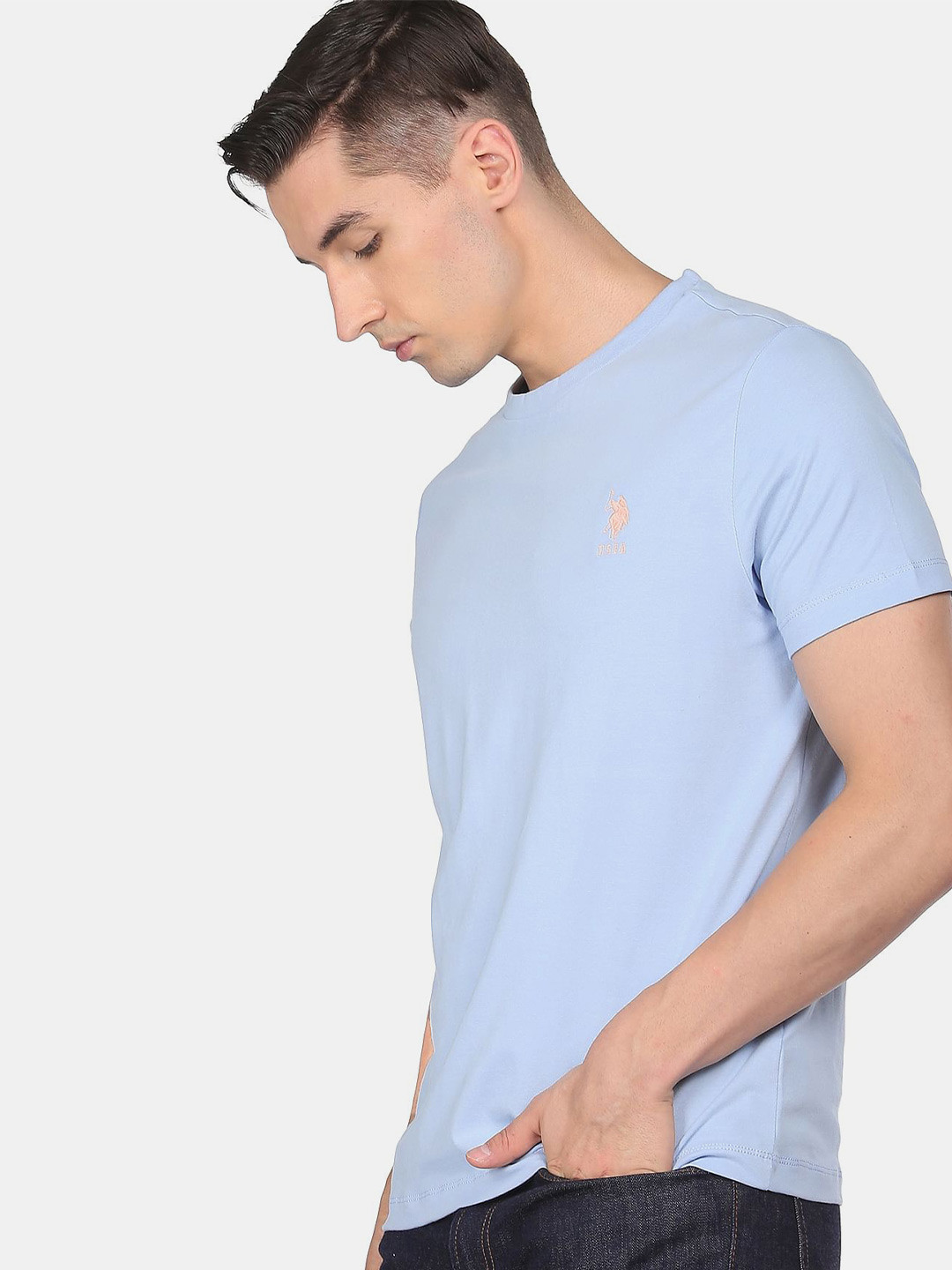 

U S Polo Assn Men Blue Polo Collar T-shirt