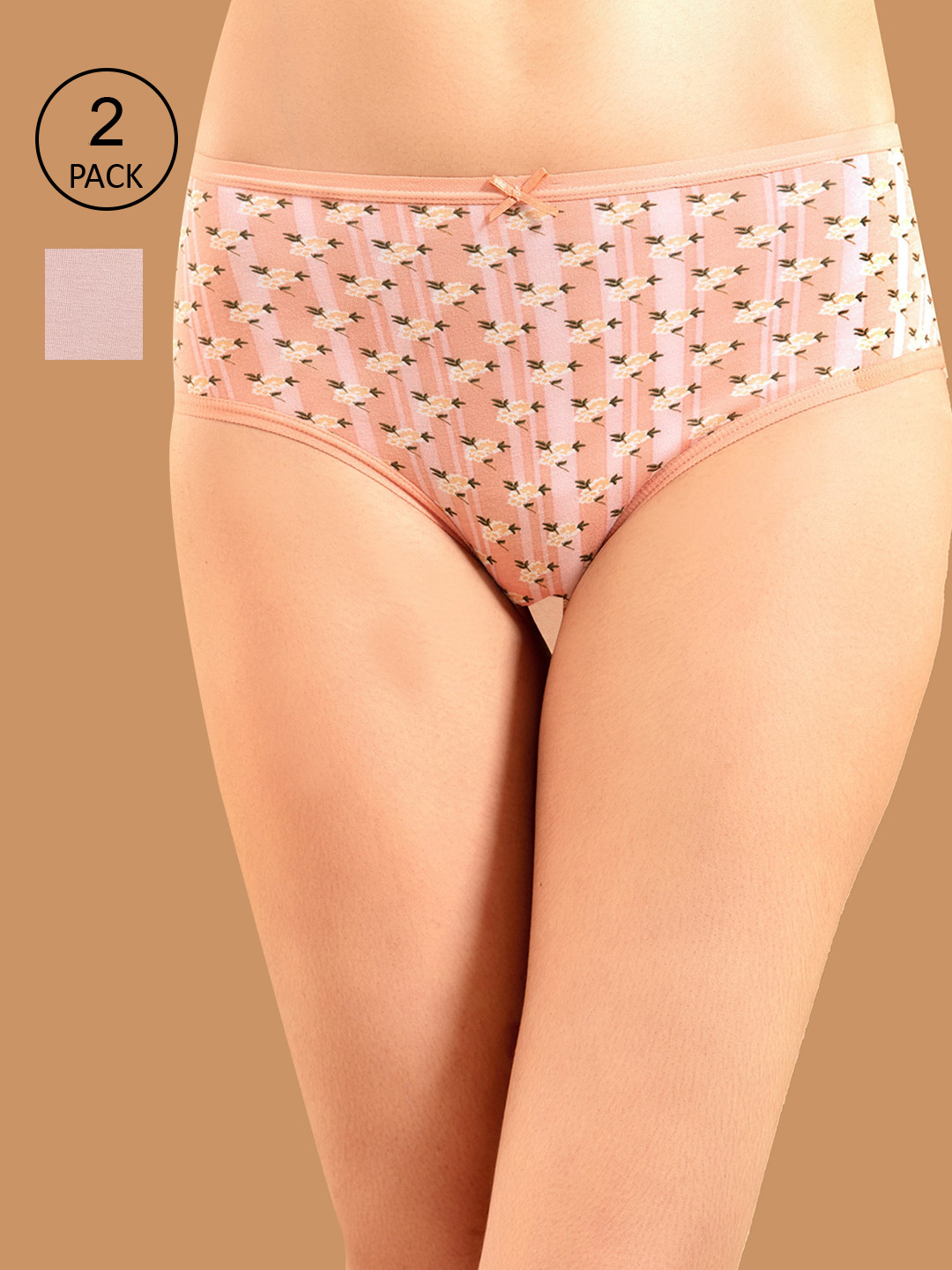 

Nykd Women Pack Of 2 Printed Cotton Hipster Briefs, Pink