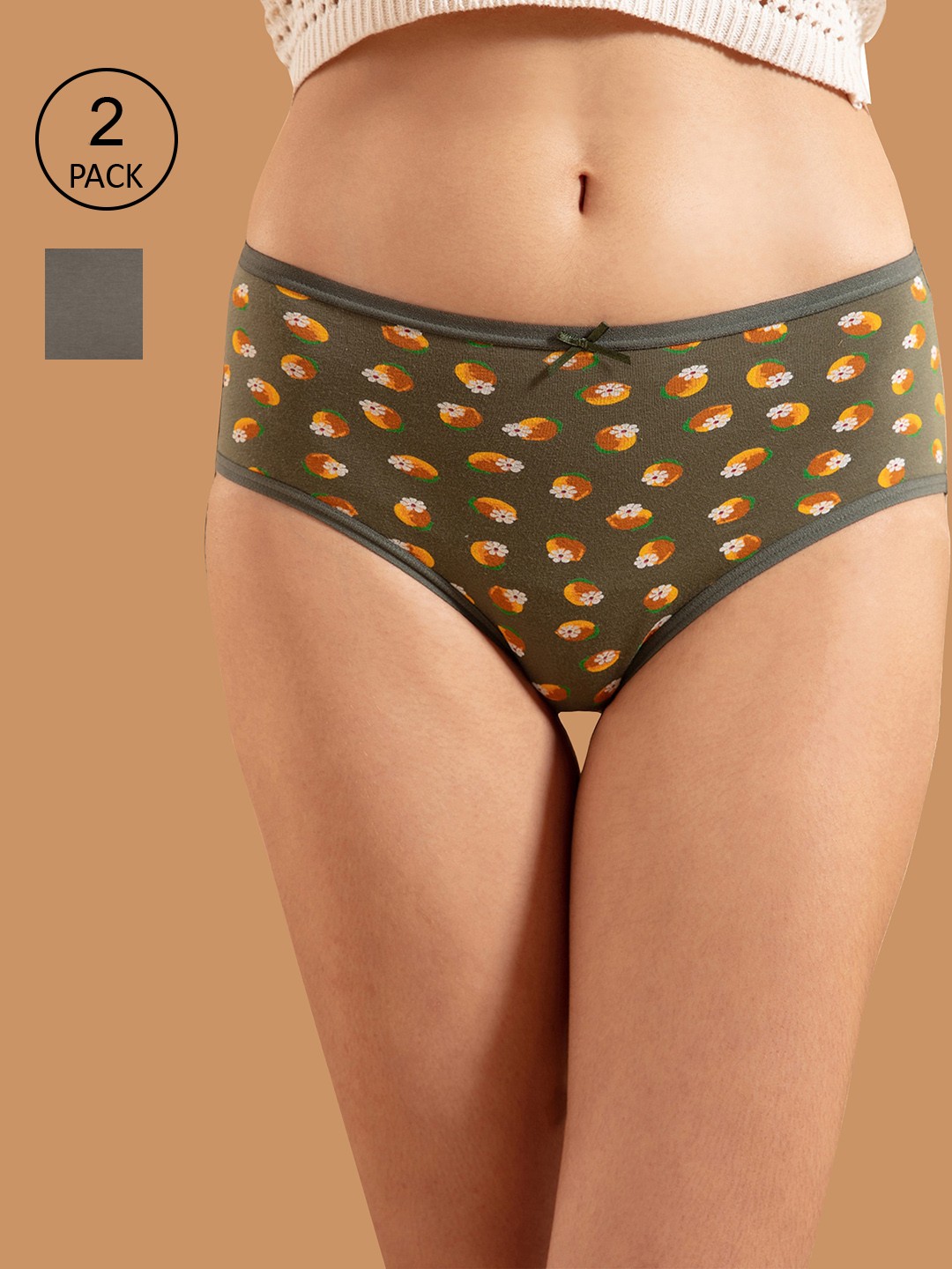 

Nykd Women Pack Of 2 Cotton Hipster Briefs, Green