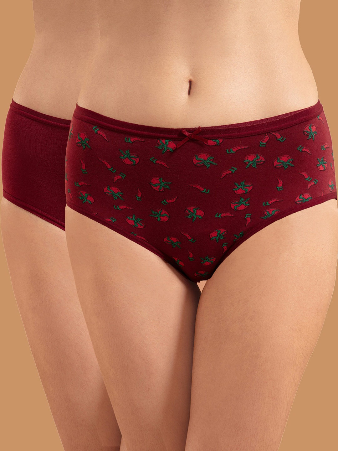 

Nykd Women Pack Of 2 Cotton Bikini Briefs, Maroon