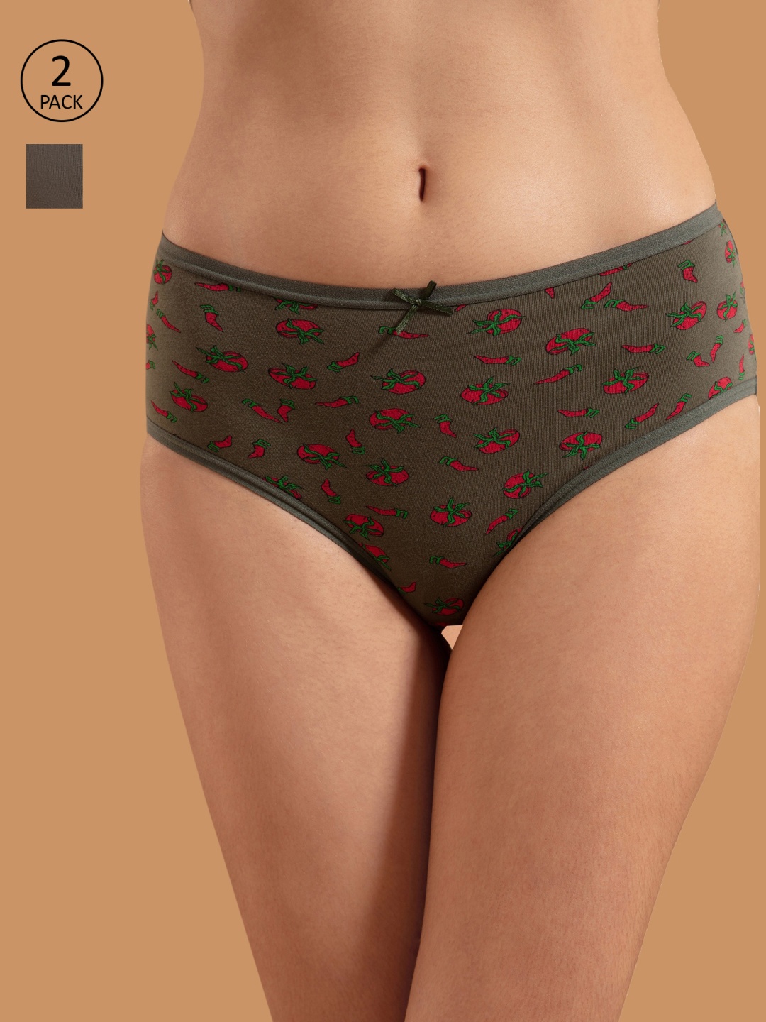 

Nykd Women Pack Of 2 Cotton Bikini Briefs, Green