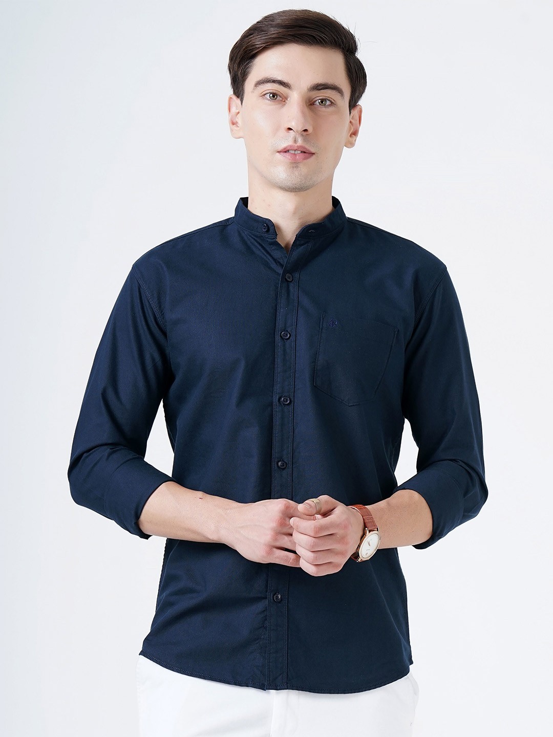 

SORATIA Men Navy Blue Slim Fit Casual Shirt