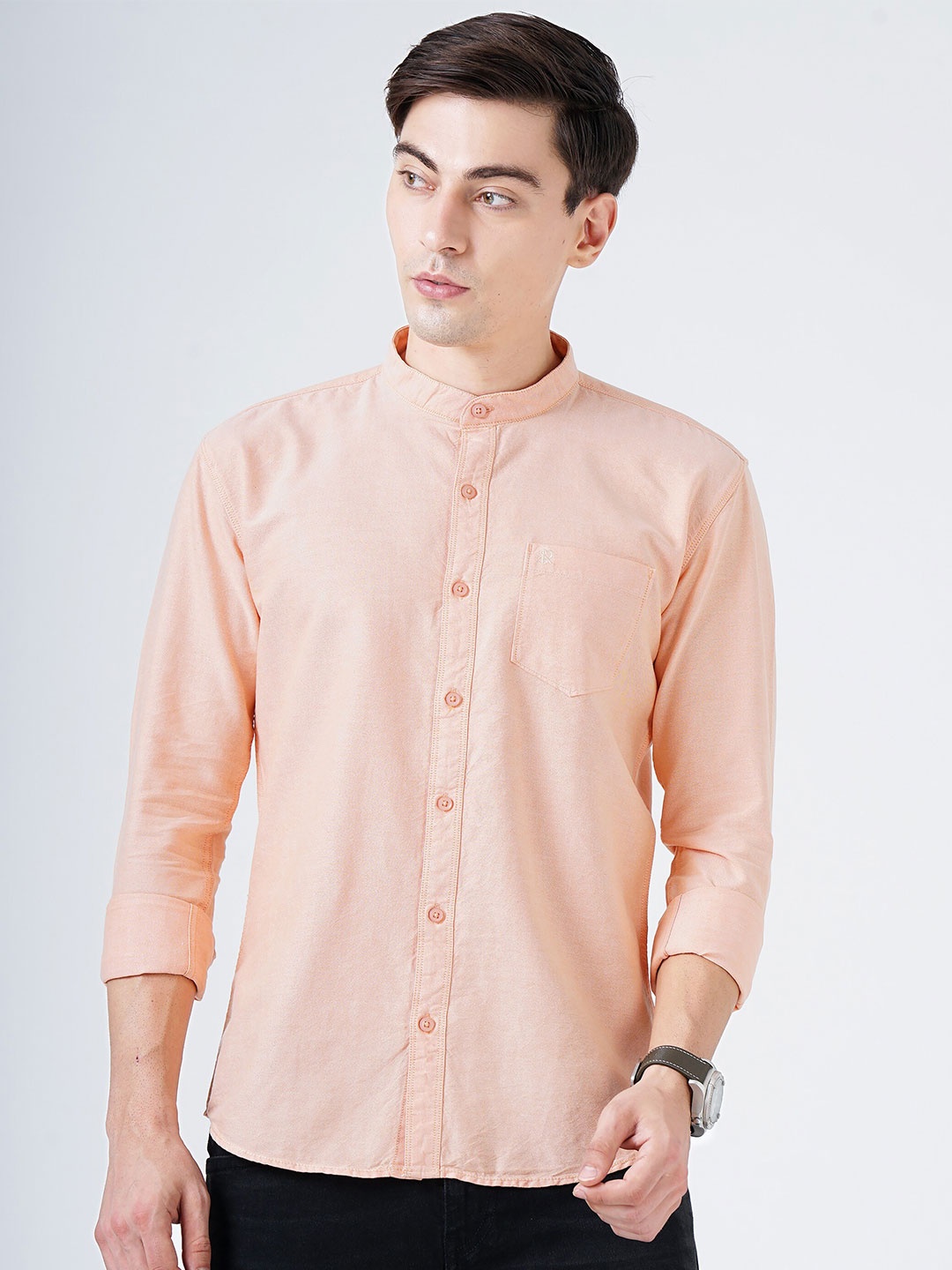

SORATIA Men Orange Slim Fit Casual Shirt