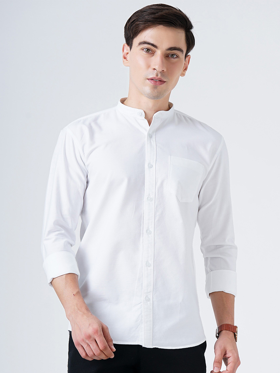 

SORATIA Men White Slim Fit Casual Shirt