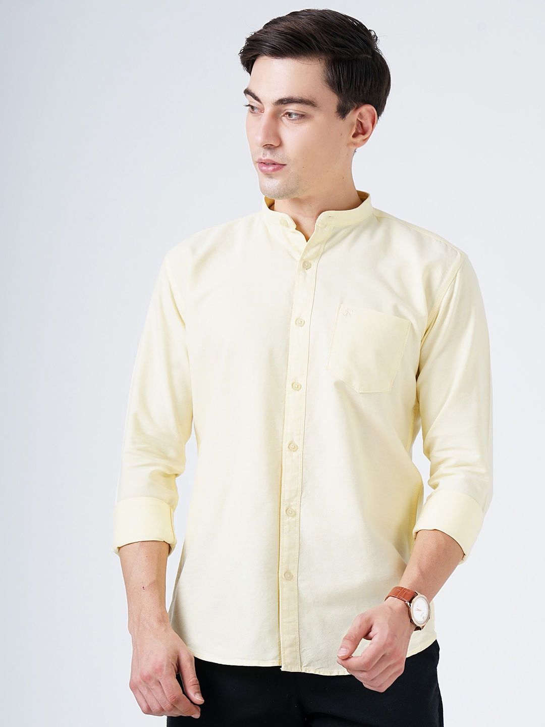 

SORATIA Men Yellow Slim Fit Cotton Casual Shirt