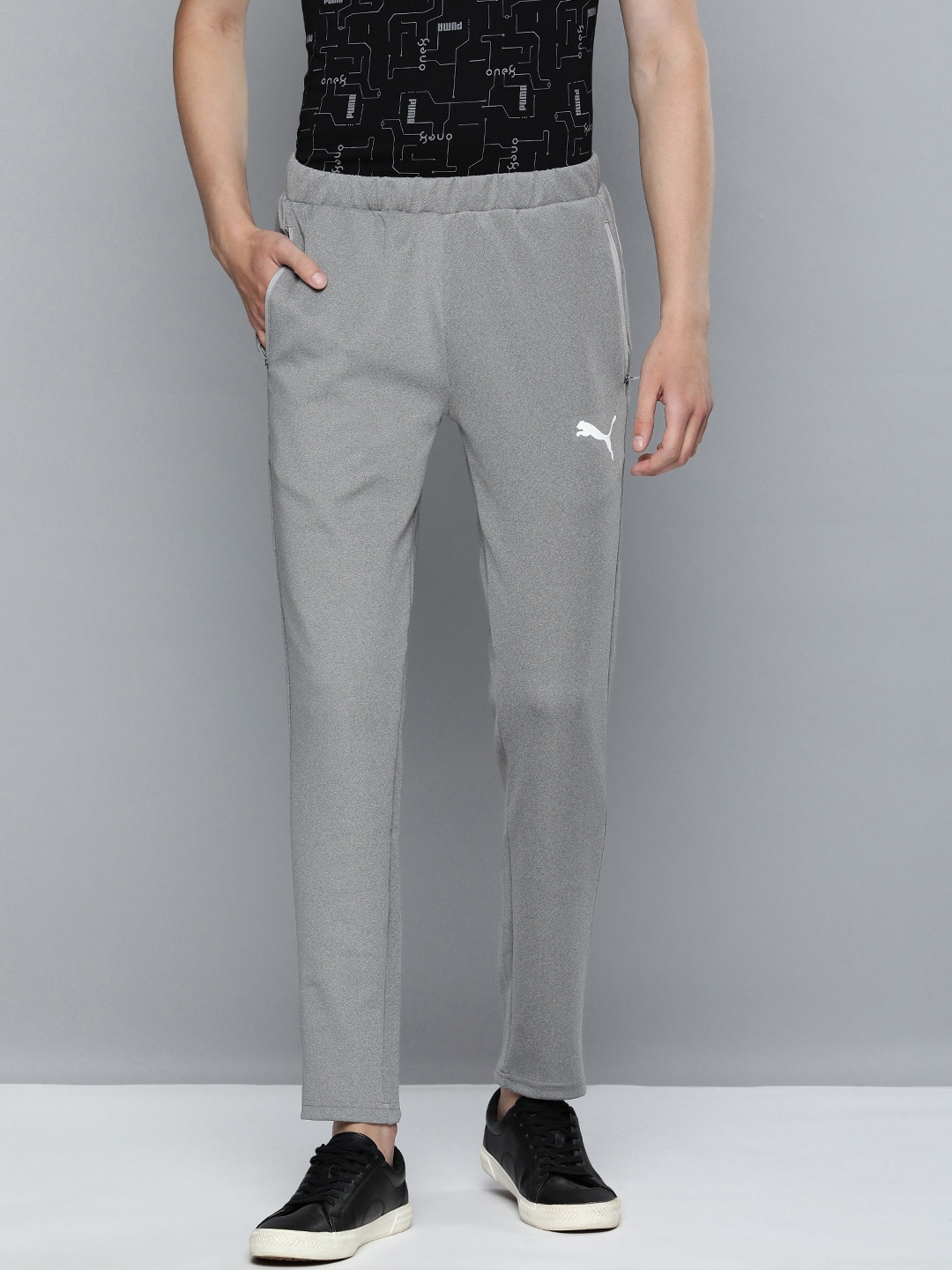 

one8 x PUMA Grey Brand Logo Printed Knitted Slim Fit Track Pants