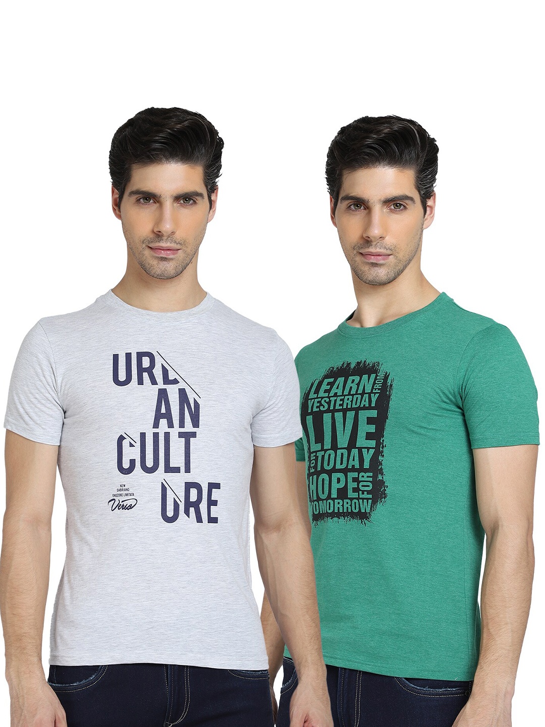 

DYCA Men Multicoloured Typography 2 Printed Raw Edge T-shirt, Multi