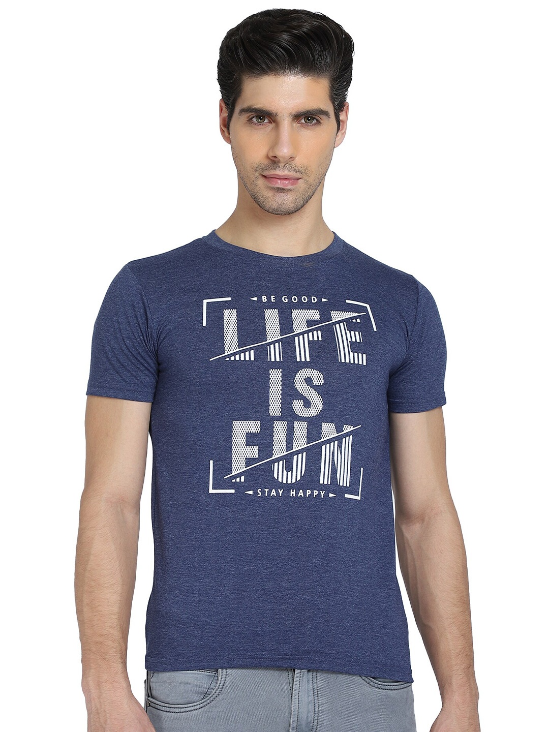 

DYCA Men Navy Blue & patriot blue Printed T-shirt