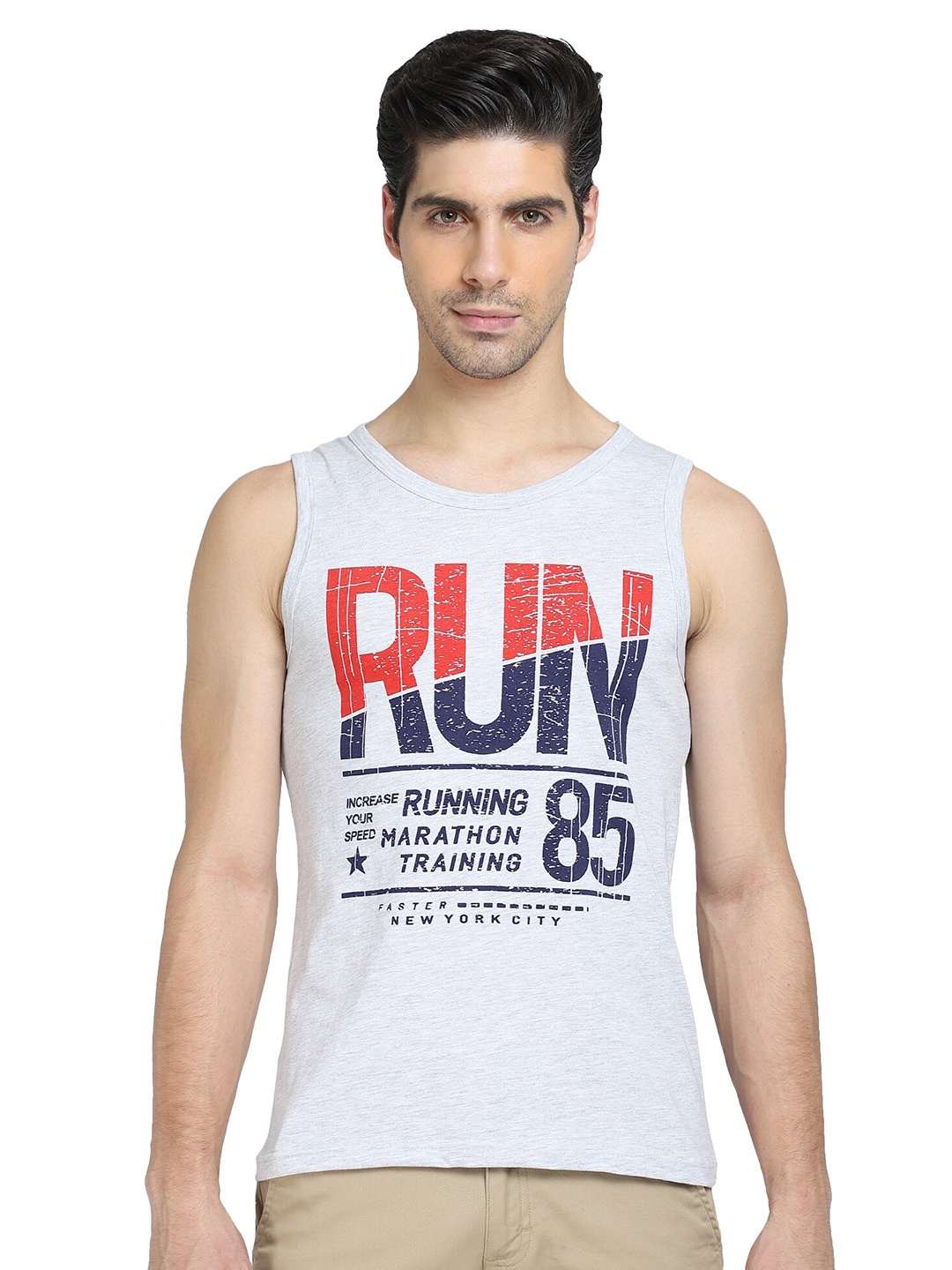 

DYCA Men Grey & bright gray Typography Printed Raw Edge T-shirt